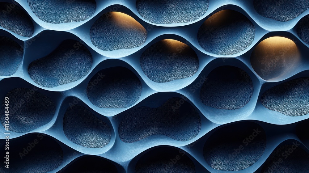Poster organic hexagonal tech background blending natural shapes with modern abstract grids