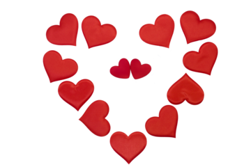 ornament, decoration, picture, symbol of a declaration of love, St. Valentine's day, a frame of red hearts in the shape of a heart and the connection of two hearts, a male and a female heart