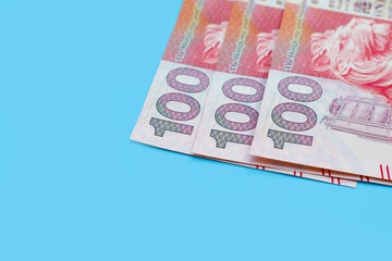 Hong Kong money, Banknotes on blue background.