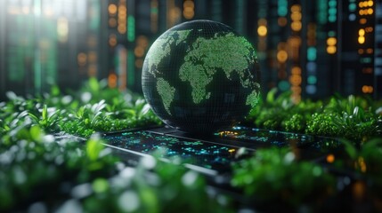 Sustainable big data technology concept combining eco-friendly visuals with advanced analytics