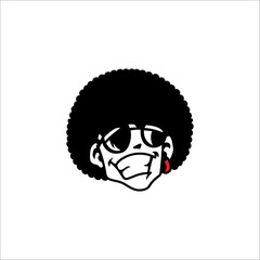 Illustration of a man's face with curly hair 