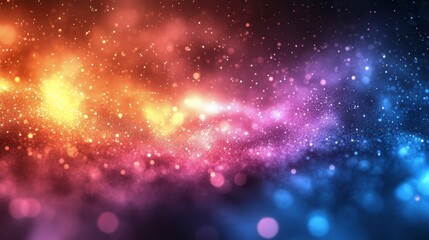 Colorful cosmic background with vibrant stars and light particles in deep space