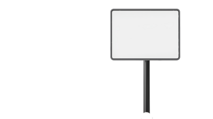 Blank white signboard isolated on white or transparent background