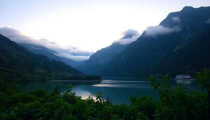 Obraz premium Peaceful Nature Scene at Dawn