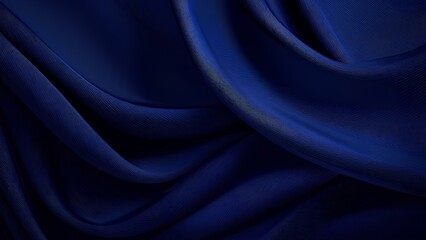 Fototapeta premium Background Texture: Silk Satin Wavy Velvet Material. Deep Navy Blue Abstract Background.
