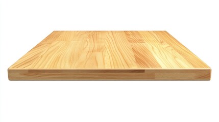 A maple wooden table top with a soft satin finish, isolated on a white background, light wood grain patterns in 4K clarity.