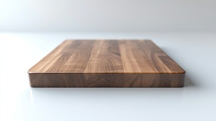 A modern walnut wooden table top with smooth edges, placed on a clean white background, minimalistic style, sharp focus in 4K