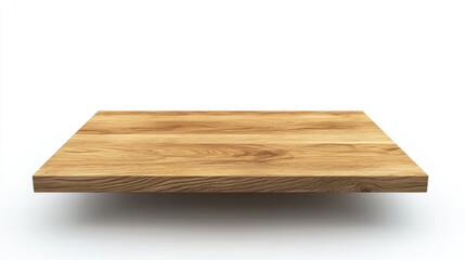 A polished wooden table top in a golden oak finish, isolated on a bright white background with a clipping path for seamless editing