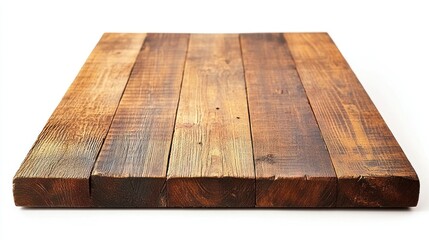 A reclaimed wood table top with rich textures and weathered details, set against a white background for a rustic look.