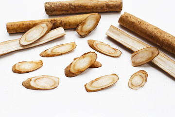 Obraz premium Burdock Root (Gobo) on white background.
