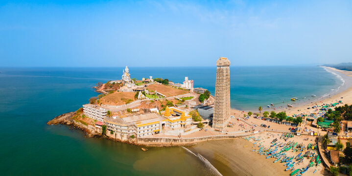 Murudeshwara Temple aerial panoramic view in India