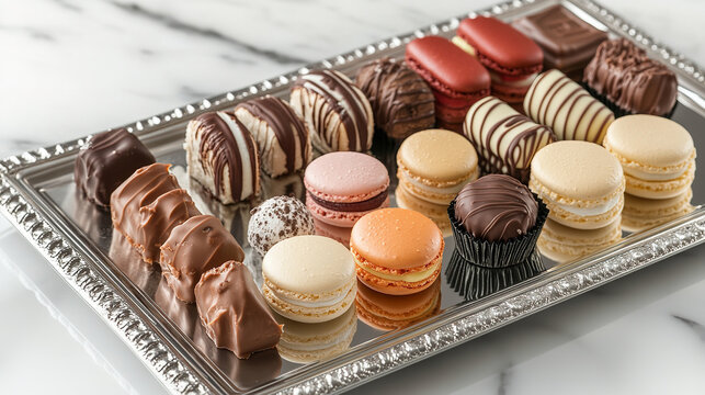 Variety of mini cupcakes on an elegant tray