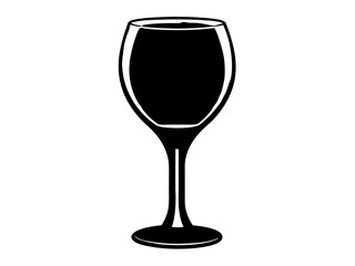 wine glass black silhouette vector, Simple silhouette Design vector icon with white background