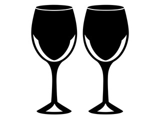 wine glass black silhouette vector, Simple silhouette Design vector icon with white background