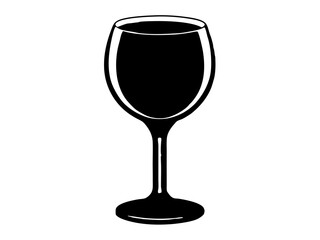wine glass black silhouette vector, Simple silhouette Design vector icon with white background
