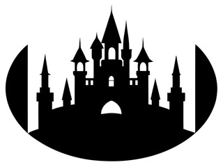 Fototapeta premium castle black silhouette vector, Simple silhouette Design vector icon with white background