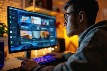 Naklejka premium Man using computer with SPECIAL OFFER concept on screen