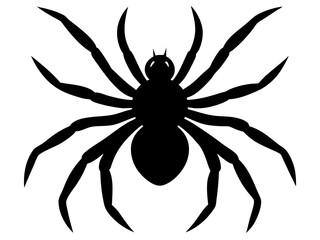 spider black silhouette vector, Simple silhouette Design vector icon with white background