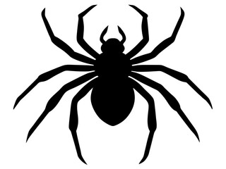 spider black silhouette vector, Simple silhouette Design vector icon with white background