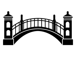 bridge black silhouette vector, Simple silhouette Design vector icon with white background