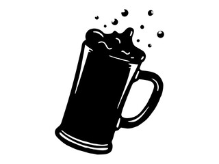 beer mug black silhouette vector, Simple silhouette Design vector icon with white background