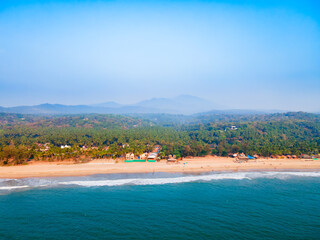 Agonda Beach aerial panoramic view in Goa, India