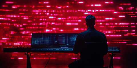 A musician creates captivating soundscapes in a vibrant setting.