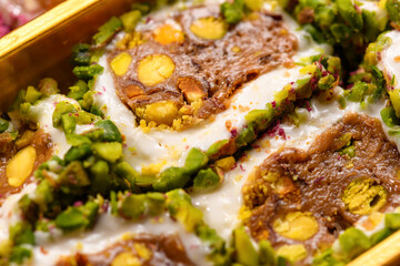 Sweet food Turkish delight, traditional food, assorted locum