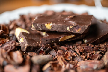 Dark chocolate,cacao and nuts