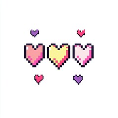 Pixel Art Hearts Love Romance Cute Design Game Graphic Emoji Valentine s Digital Illustration