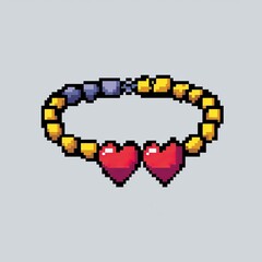 Pixel Art Love Necklace 8 bit Hearts Beads Jewelry Design