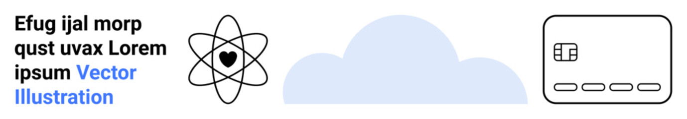 Science heart icon, blue cloud, calendar icon with a 5 inside, text beside science heart, minimalist design. Ideal for science, technology, cloud services, scheduling education health