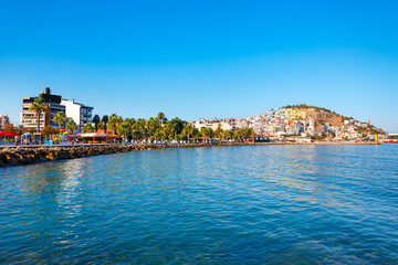 Kusadasi city seafront promenade in Aydin Province in Turkey