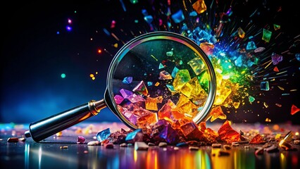 Shattered Magnification: Exploding Magnifying Glass Silhouette Photography