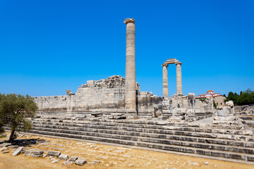 Temple of Apollo ruins at Didyma ancient sanctuary in Didim city in Turkey