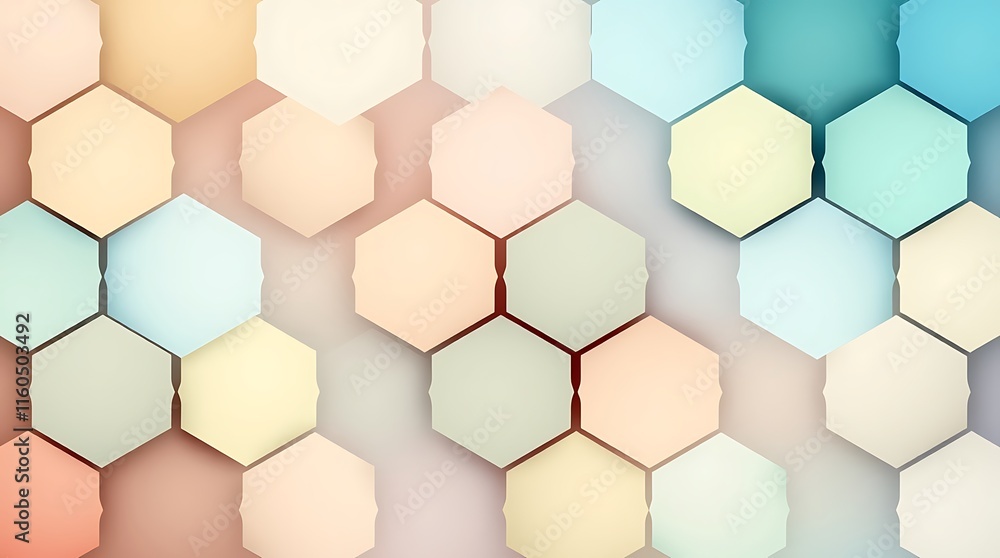 Poster abstract hexagon pattern in pastel hues: a mesmerizing arrangement of hexagonal shapes, each rendere
