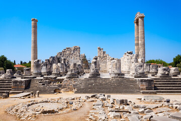 Temple of Apollo ruins at Didyma ancient sanctuary in Didim city in Turkey