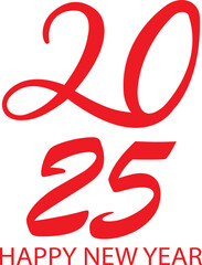 Happy New Year 2025 logo text design. New year celebration banner, greeting card and poster element. Holiday vector. New year ornament. Decoration colorful element isolated on transparent background.