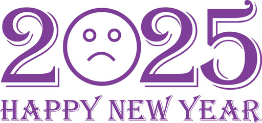 Happy New Year 2025 logo text design. New year celebration banner, greeting card and poster element. Holiday vector. New year ornament. Decoration colorful element isolated on transparent background.