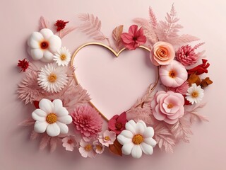 Obraz premium Happy Valentines day concept love sale promotion stock illustration flowers frame greeting card background
