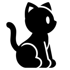 Silhouette of a Sitting Cat in a Simple Black Design