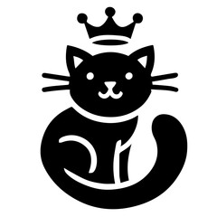 Majestic Cat Silhouette with Crown Representing Elegance and Royalty
