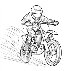 Naklejka premium Motocross Action: A skilled motocross rider, skillfully maneuvering their dirt bike, captured in a dynamic illustration style.