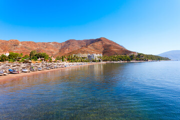 Icmeler town main public beach in Turkey