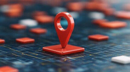 Vibrant contrast, a single red pushpin on smooth blue background red