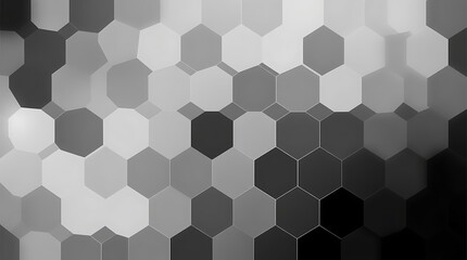 Monochromatic Hexagon Mosaic: Abstract grayscale background of hexagonal shapes in varying shades of gray, creating a textured and visually appealing pattern. Perfect for modern designs. 