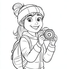 Young Photographer Illustration Cheerful Young