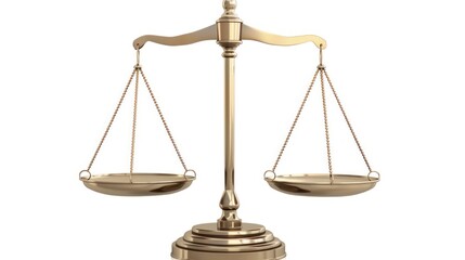 Golden scales of justice isolated on white.