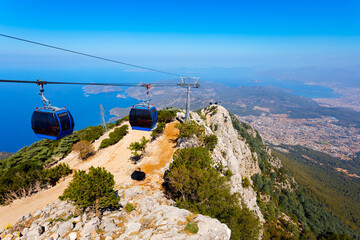Cable car at Babadag mountai in Turkey