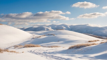 Captivating Snow-Covered Hill: A Winter Landscape of Peace and Beauty